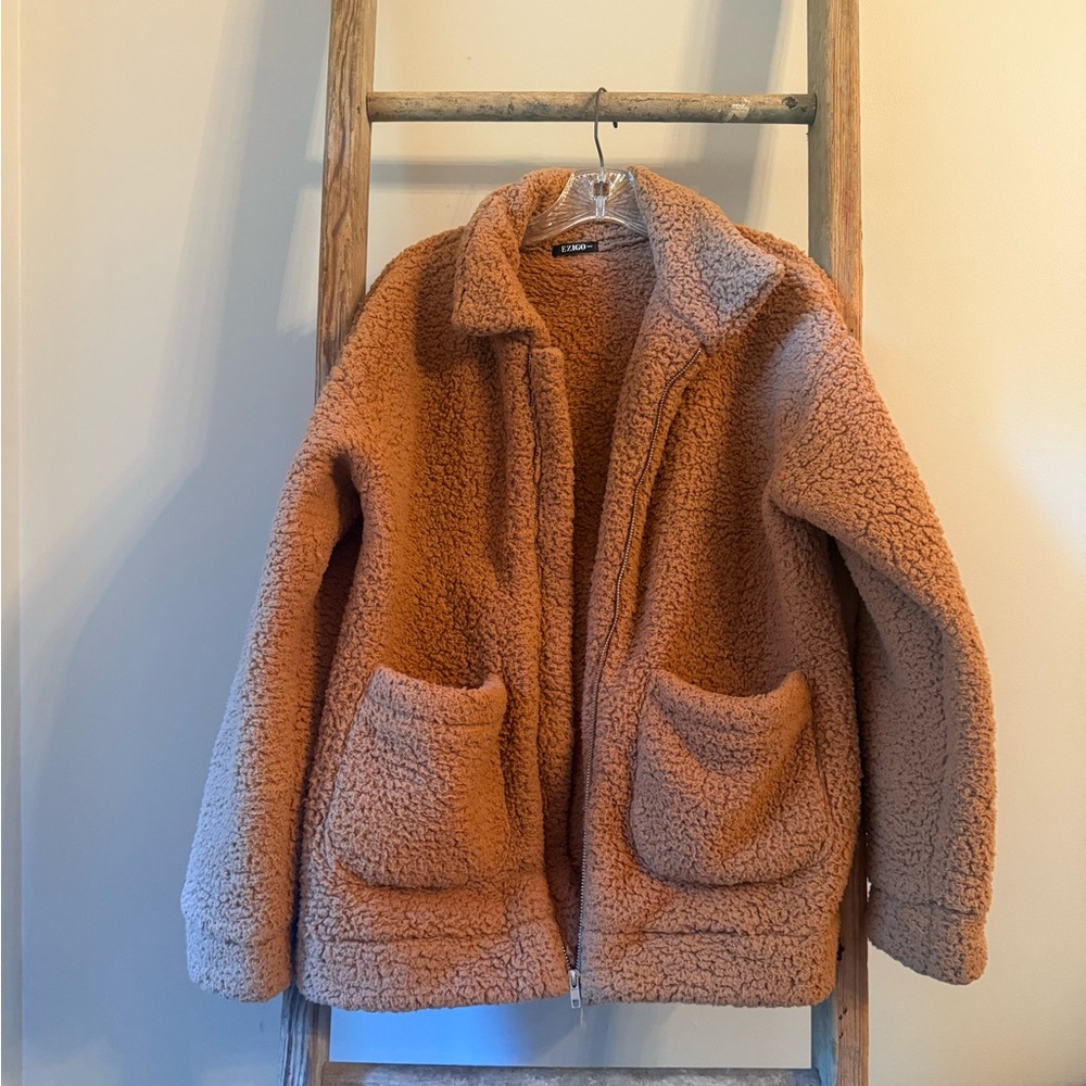Tan Teddy Jacket Plush Warmth